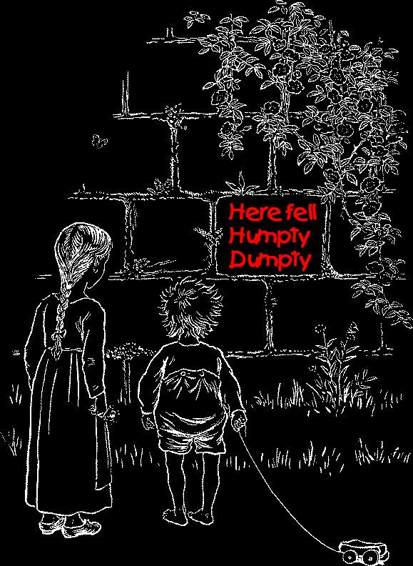 Here fell Humpty-Dumpty: children looking at memorial wall