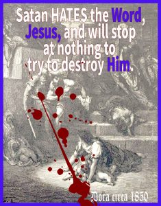 Herod's soliders murdering all children under age two trying to destroy Jesus