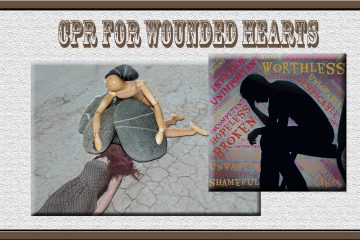 Man wounded by hurts; woman wounded by hurts, rock on top or her