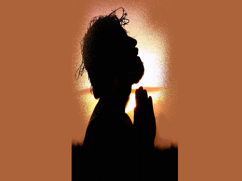 crown of thorns on praying man