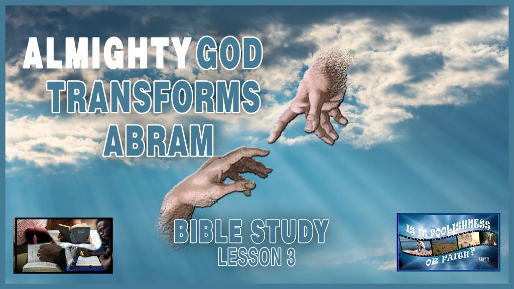 Almighty God Transforms Abram: hand from heaven reaching down to man's hand on earth