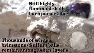 Thousands of Sulfur balls are embedded in ashen layers