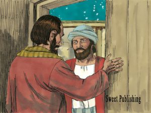 Inn keeper telling Joseph, No room