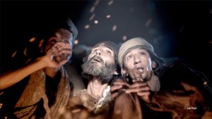 Shepherds frightened looking up into sky