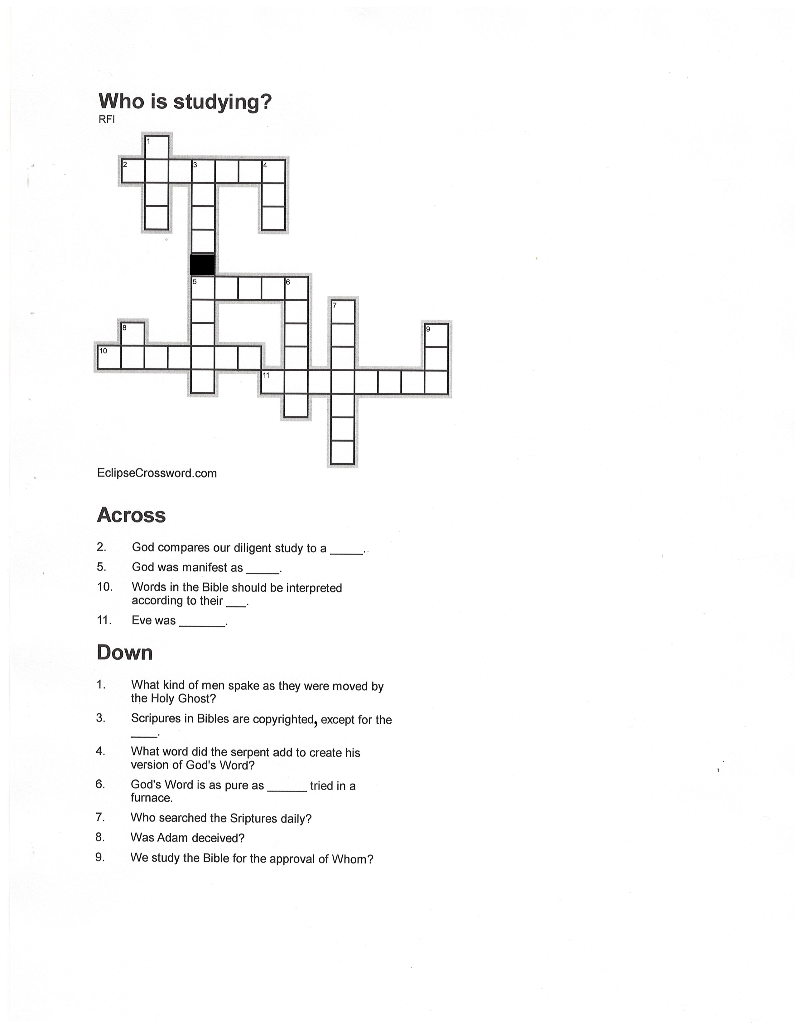 puzzle using questions in Bible study