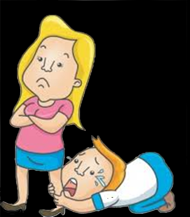 man holding leg of woman who won't forgive