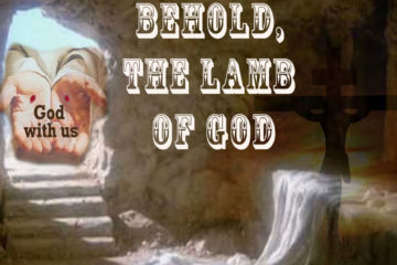 Empty tomb with nail-pierced hands at opening