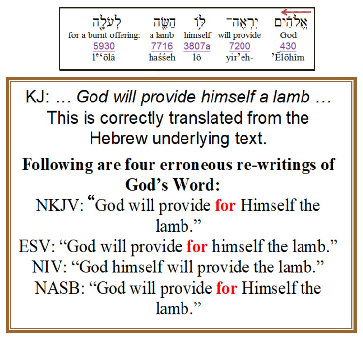text box showing how new versions change Genesis 22:8 
