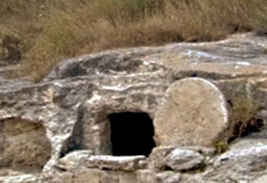 tomb with stone rolled away