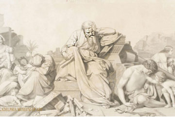 image of Jeremiah surrounded by destruction of Jerusalem and his contemporaries
