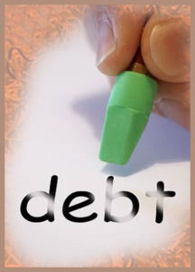 pencil erasing the word debt
