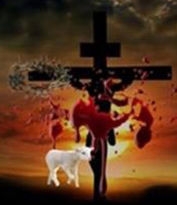crucifixion with lamb at base of cross