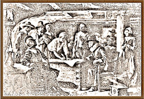 Pilgrims signing Mayflower Compact