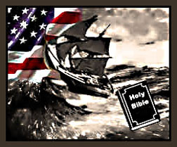 US Flag; mayflower ship; KJ Bible