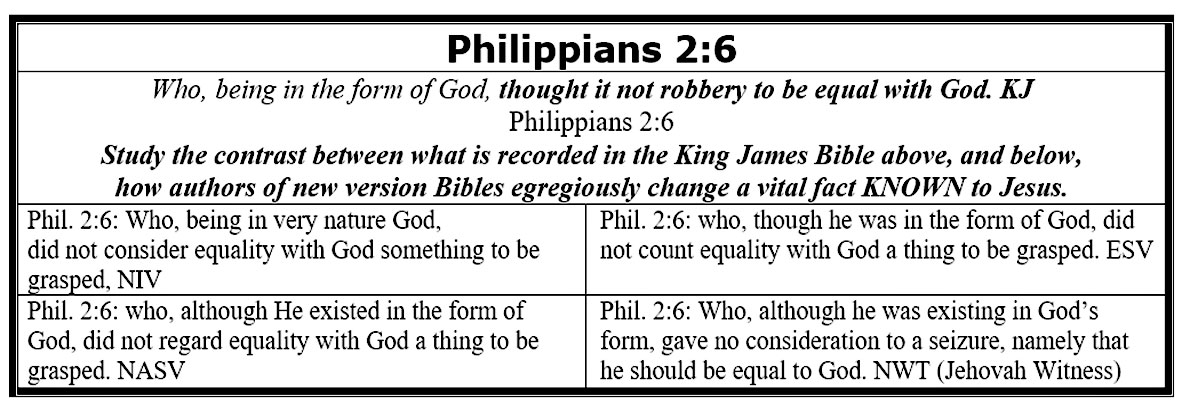 Philippians 2:6 several wrong versions contrasted with KJ