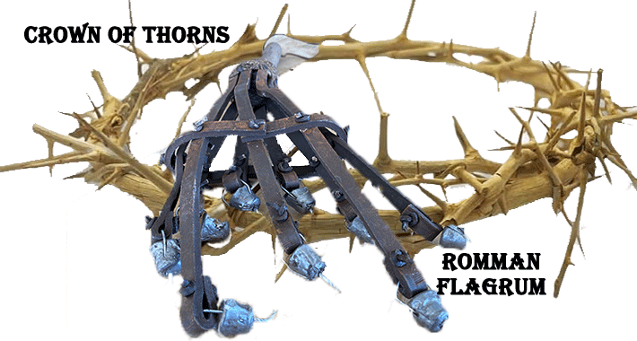 image of crown of thorns and Roman flagrum
